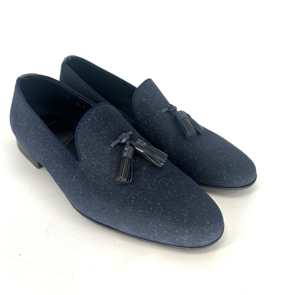 Magnanni Glitter Tassel Loafers Mens 8.5 Blue Designer Old Money Preppy
